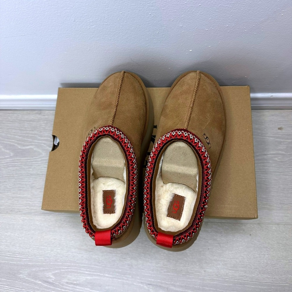 UGG Tazz Platform Slipper Women Size 8 Chestnut 1122553 Comfort Suede Clog - Picture 7 of 11
